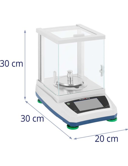 Analitiniai laboratoriniai svarstyklės su stikliniu dangteliu ir LCD jutikliniu skydeliu 200 g / 0,001 g Analitiniai laboratoriniai svarstyklės su stikliniu dangteliu ir LCD jutikliniu skydeliu 200 g / 0,001 g