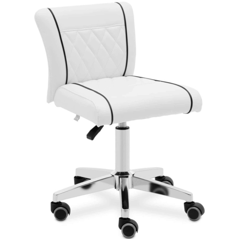 Kosmetinė pasukama kėdė su atlošu ant ratukų 45-59 cm GLAND - balta