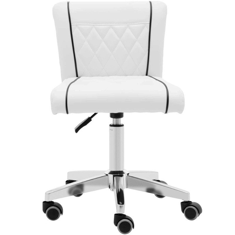 Kosmetinė pasukama kėdė su atlošu ant ratukų 45-59 cm GLAND - balta