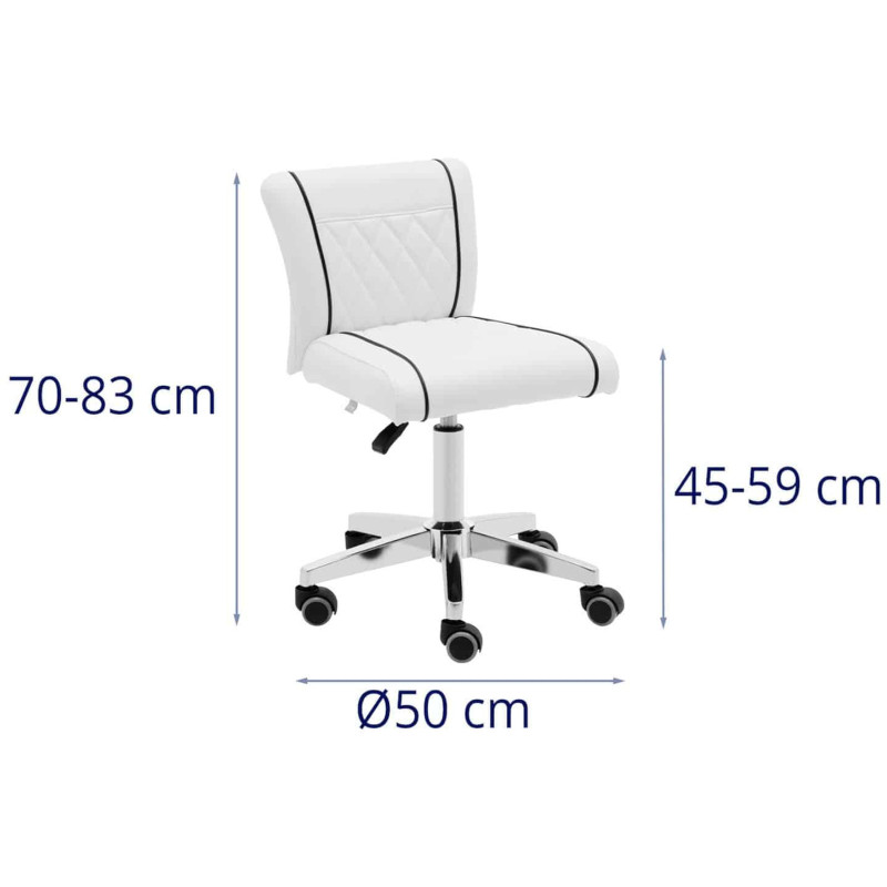 Kosmetinė pasukama kėdė su atlošu ant ratukų 45-59 cm GLAND - balta