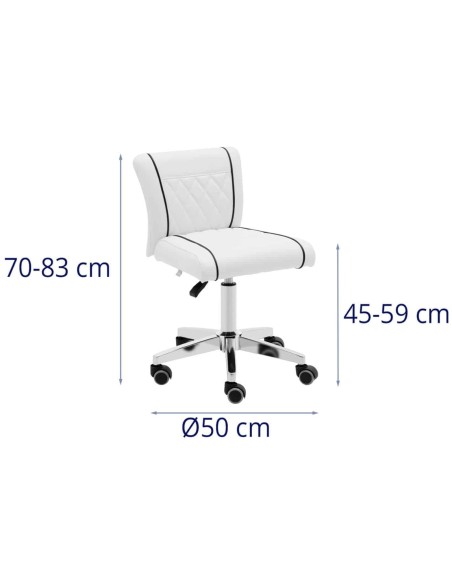 Kosmetinė pasukama kėdė su atlošu ant ratukų 45-59 cm GLAND - balta Kosmetinė pasukama kėdė su atlošu ant ratukų 45-59 cm GLAND - balta