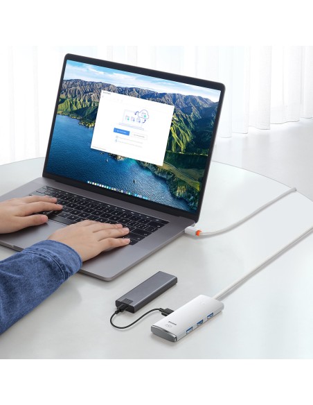 Lite serijos USB-C HUB adapteris 4x USB 3.0 2m baltas Lite serijos USB-C HUB adapteris 4x USB 3.0 2m baltas