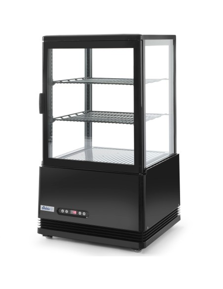 Reguliuojamas stiklinis šaldomas vitrinas 58L su 2 lentynomis juodos spalvos ARKTIC Hendi 233627