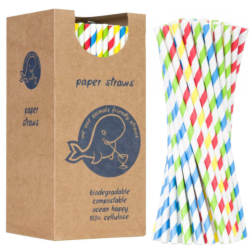 BIO ekologiški popieriniai šiaudeliai PAPER STRAWS 6/205mm - mišinys iš 250vnt. BIO ekologiški popieriniai šiaudeliai PAPER STRAWS 6/205mm - mišinys iš 250vnt.