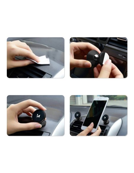 Magnetinis automobilinis telefono laikiklis prietaisų skydeliui 360 juodas