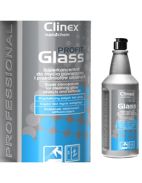 CLINEX PROFIT Glass 1L, efektyvus koncentratas veidrodžių stiklams, nerūdijančio plieno stiklams plauti CLINEX PROFIT Glass 1L, efektyvus koncentratas veidrodžių stiklams, nerūdijančio plieno stiklams plauti