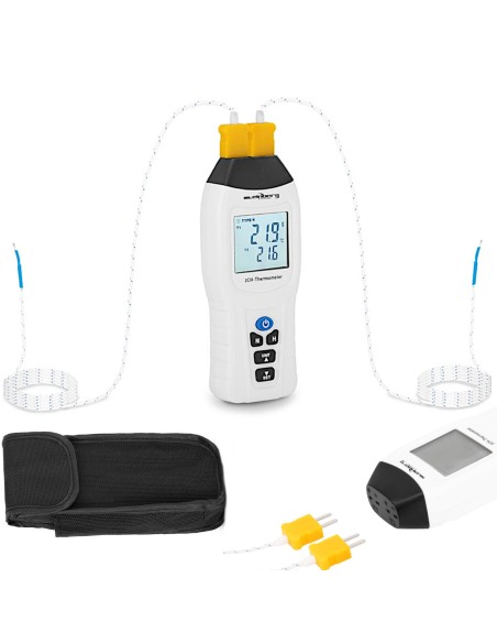 Termometras pramoninis temperatūros matuoklis 2 kanalų K/J/E/T LCD diapazonas -200 iki 1370 C Termometras pramoninis temperatūros matuoklis 2 kanalų K/J/E/T LCD diapazonas -200 iki 1370 C