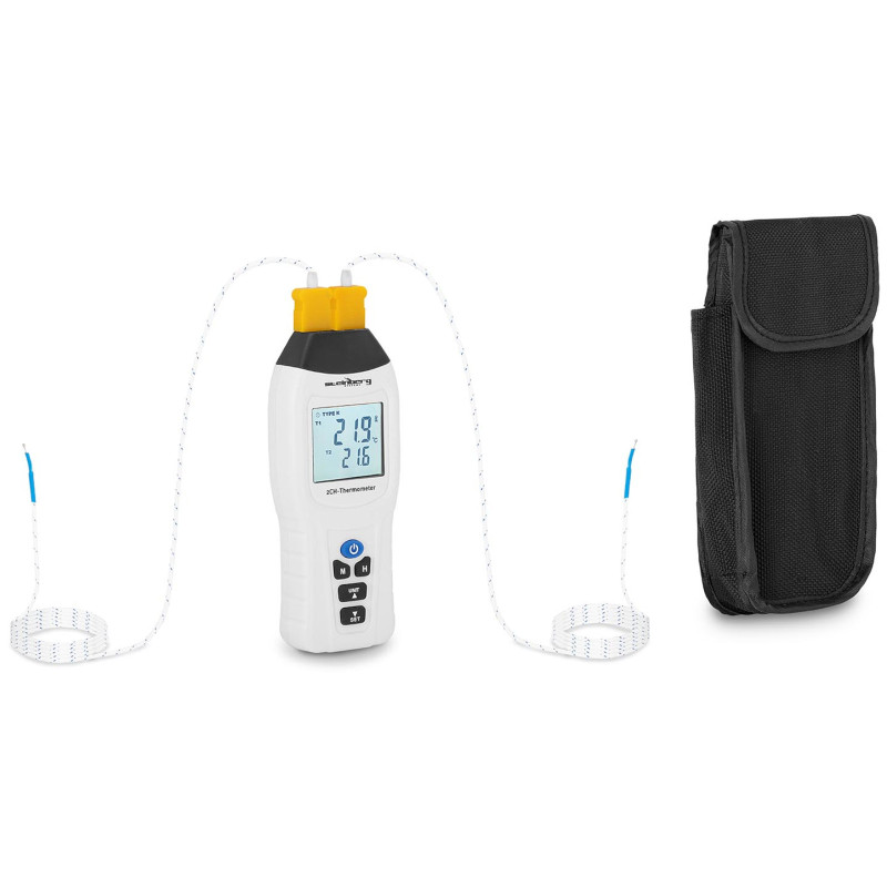 Termometras pramoninis temperatūros matuoklis 2 kanalų K/J/E/T LCD diapazonas -200 iki 1370 C