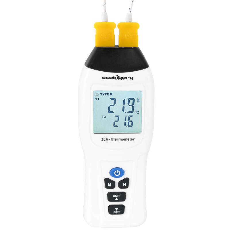 Termometras pramoninis temperatūros matuoklis 2 kanalų K/J/E/T LCD diapazonas -200 iki 1370 C