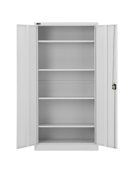 Metalinė biuro spintelė dokumentams, 4 lentynos su varstomomis durelėmis, aukštis 180 cm.PILKA Metalinė biuro spintelė dokumentams, 4 lentynos su varstomomis durelėmis, aukštis 180 cm.PILKA