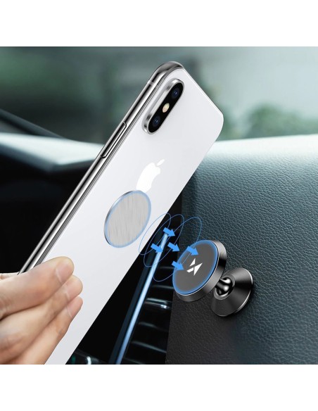 Magnetinis automobilinis telefono laikiklis prietaisų skydeliui 360 juodas
