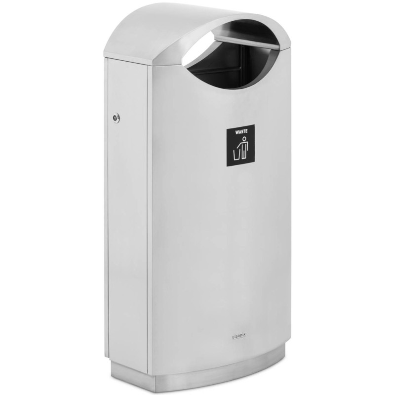 Lauko miesto šiukšlių dėžė su stogeliu, atidaroma STEEL 68 l sidabrinė