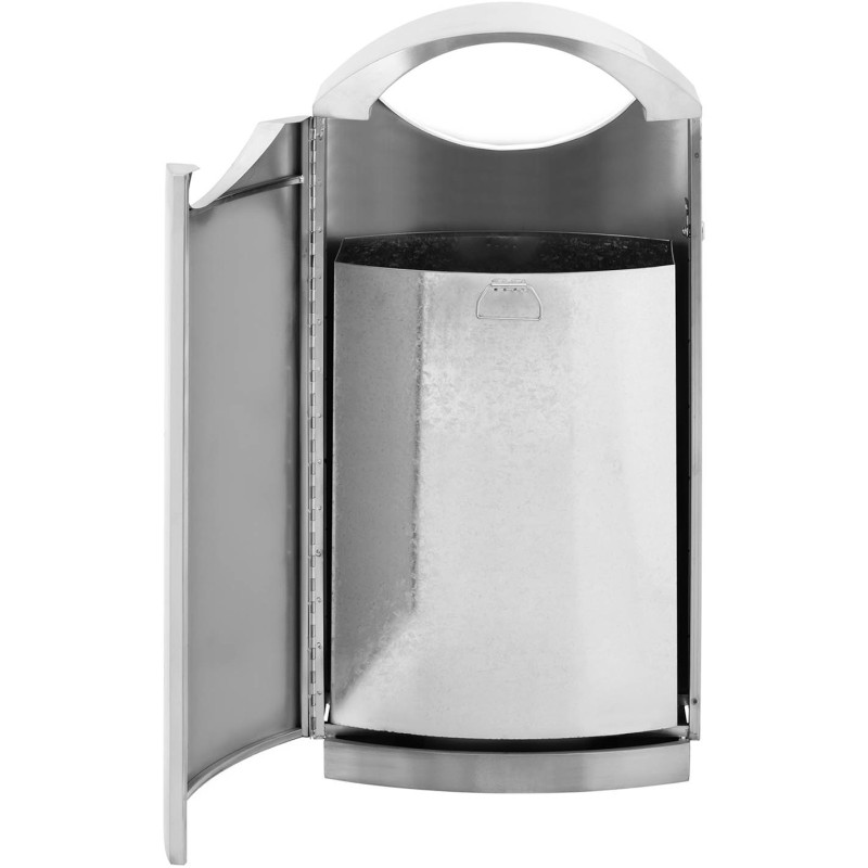 Lauko miesto šiukšlių dėžė su stogeliu, atidaroma STEEL 68 l sidabrinė