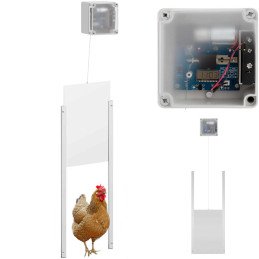 Automatinis vištidės durų atvartas su šviesos jutikliu, akumuliatoriumi maitinamas LCD
