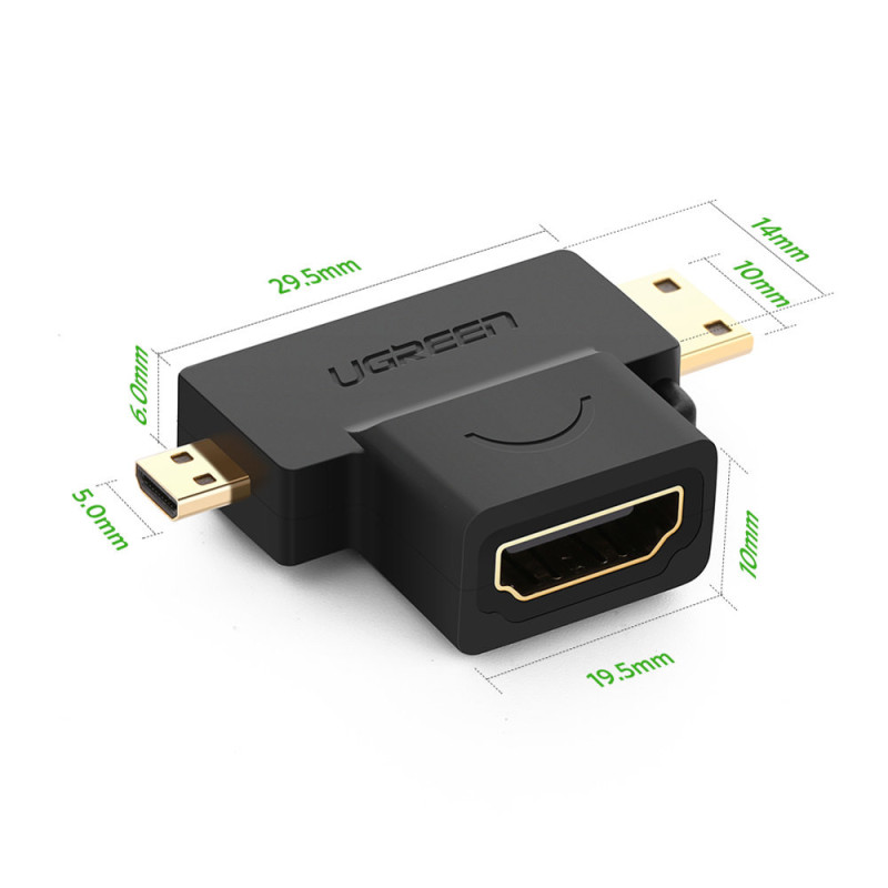 Adapterio adapteris iš HDMI jungties A tipo mini HDMI - mikro HDMI