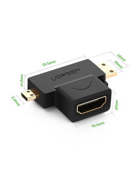 Adapterio adapteris iš HDMI jungties A tipo mini HDMI - mikro HDMI Adapterio adapteris iš HDMI jungties A tipo mini HDMI - mikro HDMI