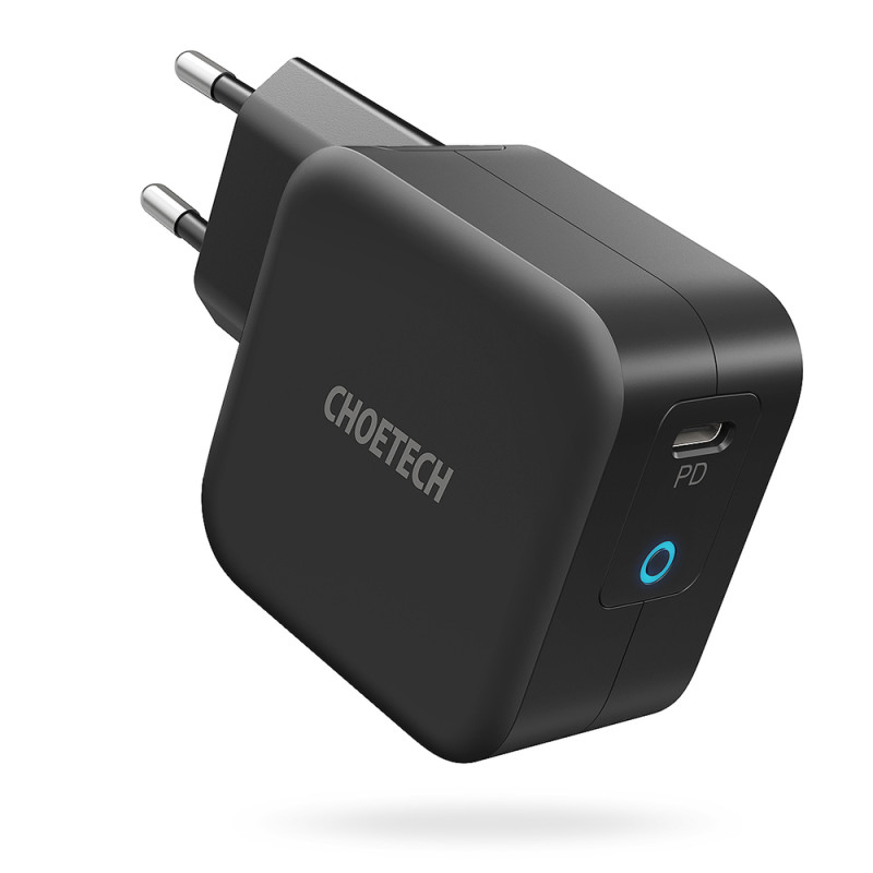 GaN USB Type C 60W sieninis įkroviklis + USB Type C laidas 1,8m juodas