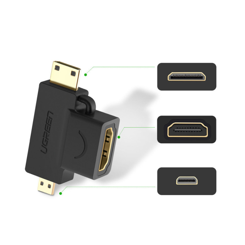 Adapterio adapteris iš HDMI jungties A tipo mini HDMI - mikro HDMI