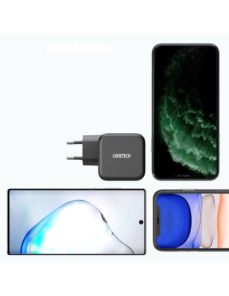 GaN USB Type C 60W sieninis įkroviklis + USB Type C laidas 1,8m juodas GaN USB Type C 60W sieninis įkroviklis + USB Type C laidas 1,8m juodas