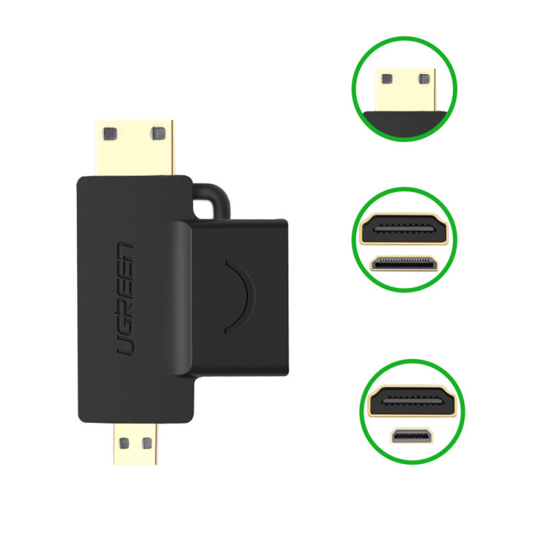 Adapterio adapteris iš HDMI jungties A tipo mini HDMI - mikro HDMI