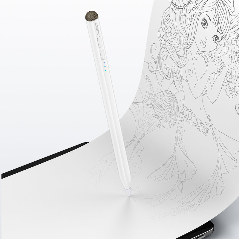 Aktyvus rašiklis iPad Pro Air su antgaliu talpiniams ekranams baltas