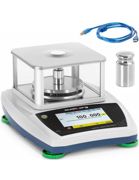 Analitiniai laboratoriniai svarstyklės su stikliniu dangteliu ir LCD jutikliniu skydeliu 300 g / 0,001 g
