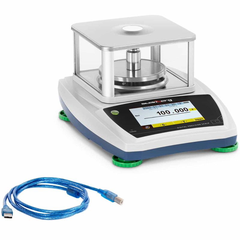 Analitiniai laboratoriniai svarstyklės su stikliniu dangteliu ir LCD jutikliniu skydeliu 300 g / 0,001 g