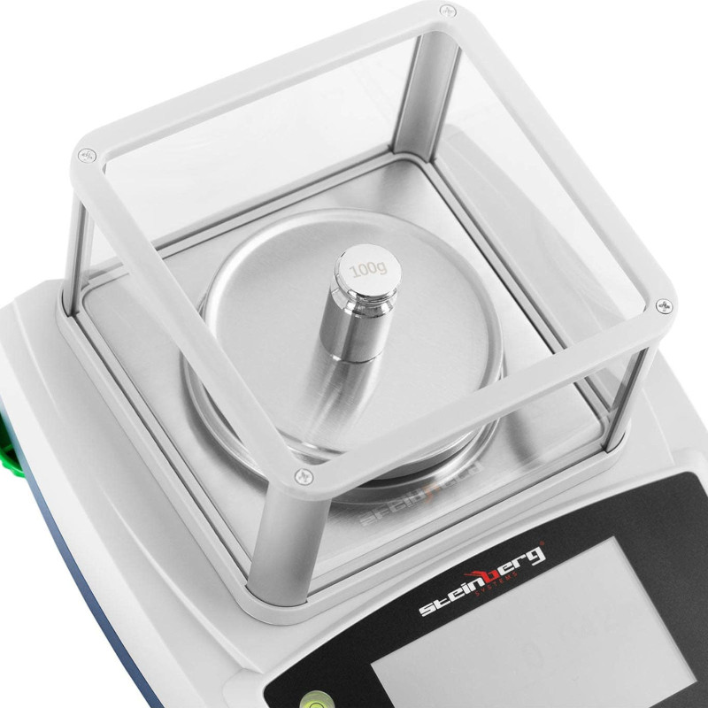 Analitiniai laboratoriniai svarstyklės su stikliniu dangteliu ir LCD jutikliniu skydeliu 300 g / 0,001 g