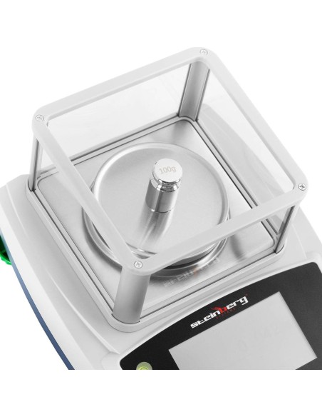 Analitiniai laboratoriniai svarstyklės su stikliniu dangteliu ir LCD jutikliniu skydeliu 300 g / 0,001 g