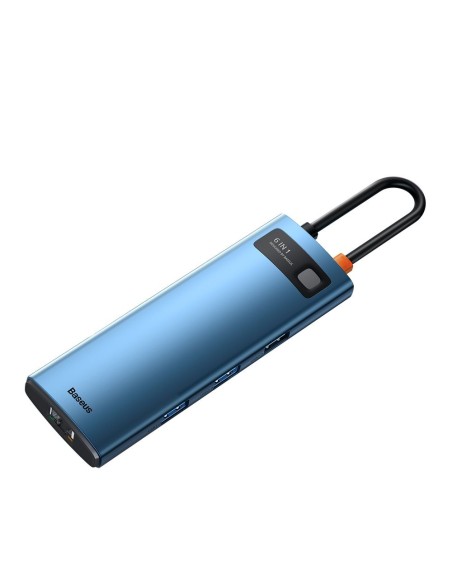 Daugiafunkcis HUB 6in1 USB-C maitinimo tiekimas 100W HDMI 4K 3xUSB 3.2 RJ45 mėlyna Daugiafunkcis HUB 6in1 USB-C maitinimo tiekimas 100W HDMI 4K 3xUSB 3.2 RJ45 mėlyna