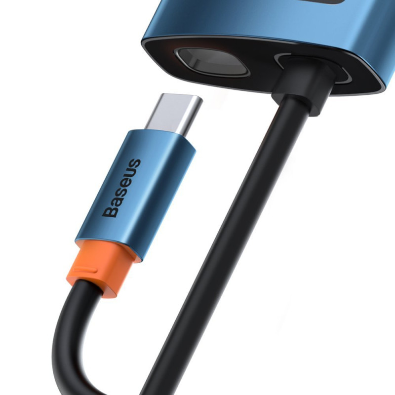 Daugiafunkcis HUB 6in1 USB-C maitinimo tiekimas 100W HDMI 4K 3xUSB 3.2 RJ45 mėlyna