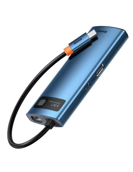 Daugiafunkcis HUB 6in1 USB-C maitinimo tiekimas 100W HDMI 4K 3xUSB 3.2 RJ45 mėlyna Daugiafunkcis HUB 6in1 USB-C maitinimo tiekimas 100W HDMI 4K 3xUSB 3.2 RJ45 mėlyna