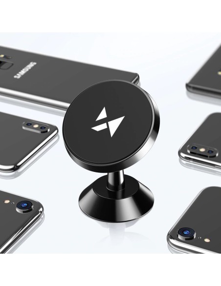 Magnetinis automobilinis telefono laikiklis prietaisų skydeliui 360 juodas