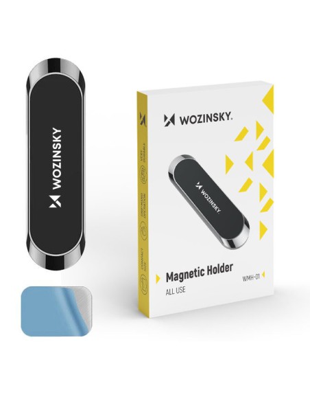 Juodas magnetinis telefono laikiklis prietaisų skydeliui