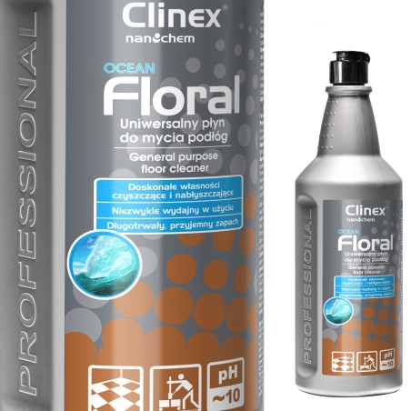 Grindų valiklis be dryžių, blizgesio, kvapo CLINEX Floral - Ocean 1L Grindų valiklis be dryžių, blizgesio, kvapo CLINEX Floral - Ocean 1L