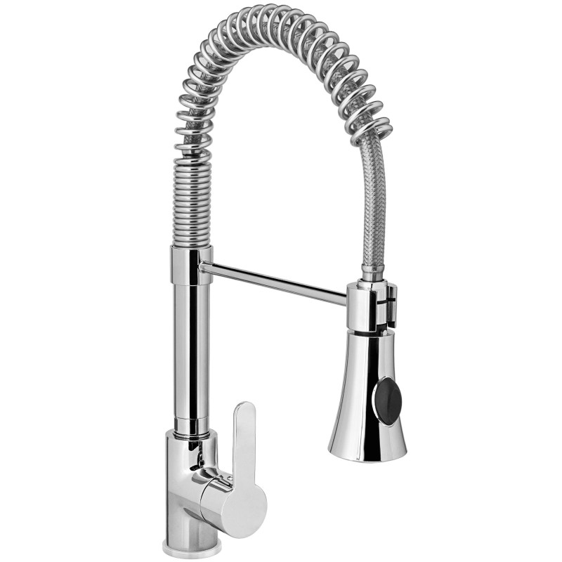 Vienos skylės nerūdijančio plieno baseino maišytuvas su ištraukiamu dušu H 445 mm - Hendi 810170 Vienos skylės nerūdijančio plieno baseino maišytuvas su ištraukiamu dušu H 445 mm - Hendi 810170