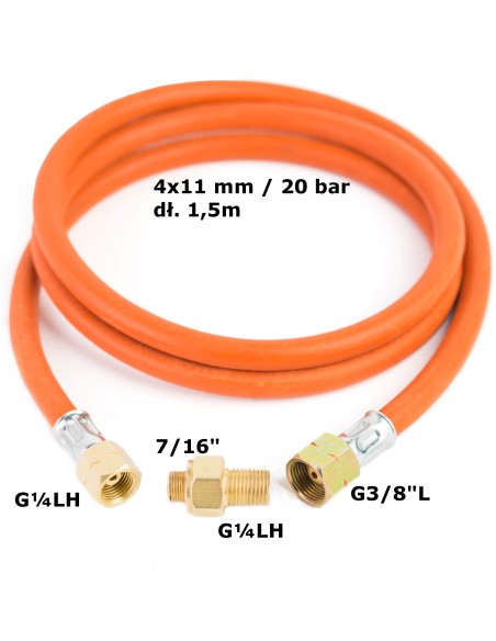 Jungties reduktorius turistiniam dujų balionui G 3/8" L - 7/16" žarna 1,5 m Jungties reduktorius turistiniam dujų balionui G 3/8" L - 7/16" žarna 1,5 m
