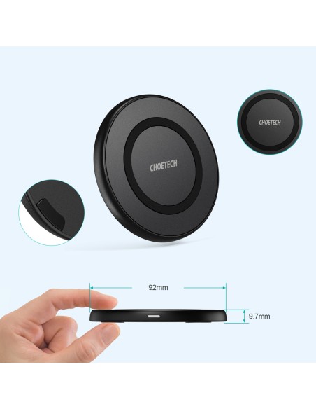 Qi 10W belaidis įkroviklis + USB laidas - micro USB juodas