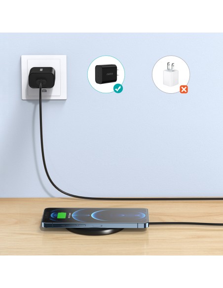 Qi 10W belaidis įkroviklis + USB laidas - micro USB juodas