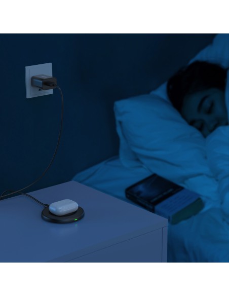 Qi 10W belaidis įkroviklis + USB laidas - micro USB juodas