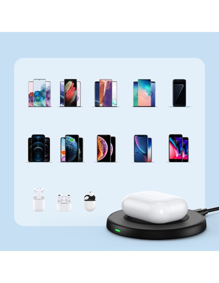 Qi 10W belaidis įkroviklis + USB laidas - micro USB juodas