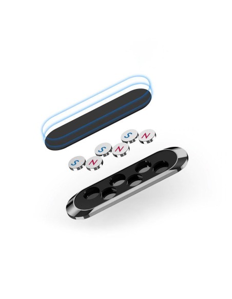 Juodas magnetinis telefono laikiklis prietaisų skydeliui