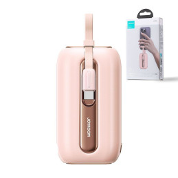 Powerbank 10000mAh Colorful Series 22,5W su USB-C ir iPhone Lightning laidais rožinės spalvos