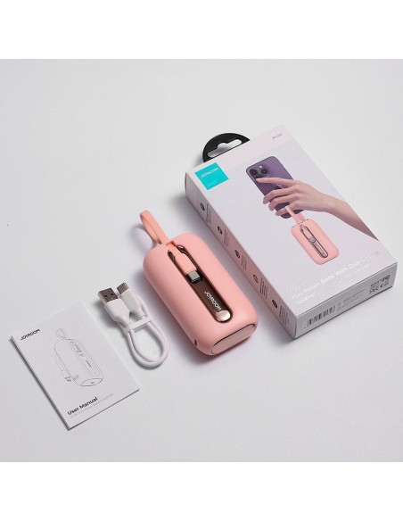 Powerbank 10000mAh Colorful Series 22,5W su USB-C ir iPhone Lightning laidais rožinės spalvos Powerbank 10000mAh Colorful Series 22,5W su USB-C ir iPhone Lightning laidais rožinės spalvos