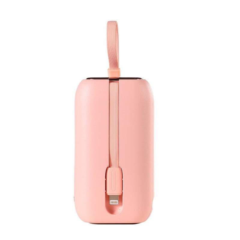 Powerbank 10000mAh Colorful Series 22,5W su USB-C ir iPhone Lightning laidais rožinės spalvos