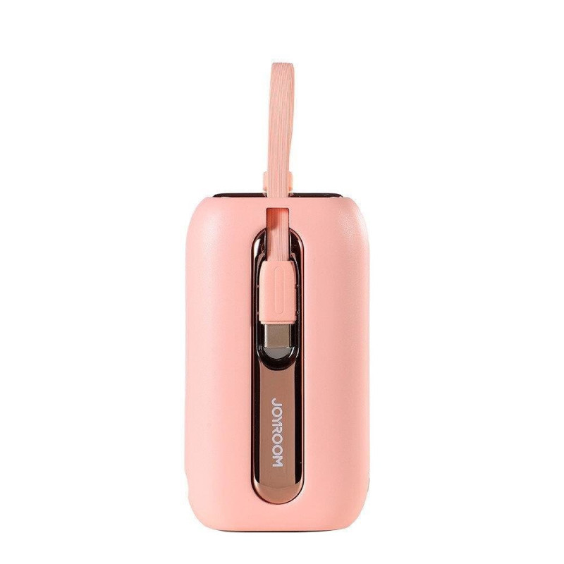 Powerbank 10000mAh Colorful Series 22,5W su USB-C ir iPhone Lightning laidais rožinės spalvos