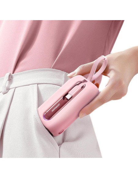 Powerbank 10000mAh Colorful Series 22,5W su USB-C ir iPhone Lightning laidais rožinės spalvos Powerbank 10000mAh Colorful Series 22,5W su USB-C ir iPhone Lightning laidais rožinės spalvos