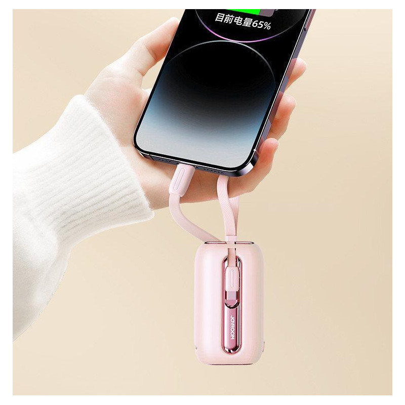 Powerbank 10000mAh Colorful Series 22,5W su USB-C ir iPhone Lightning laidais rožinės spalvos