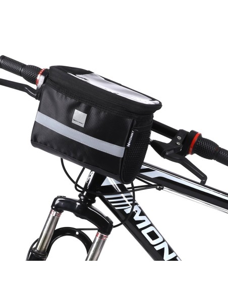 Dviračio vairo krepšys su telefono dėklu 2 l juodas