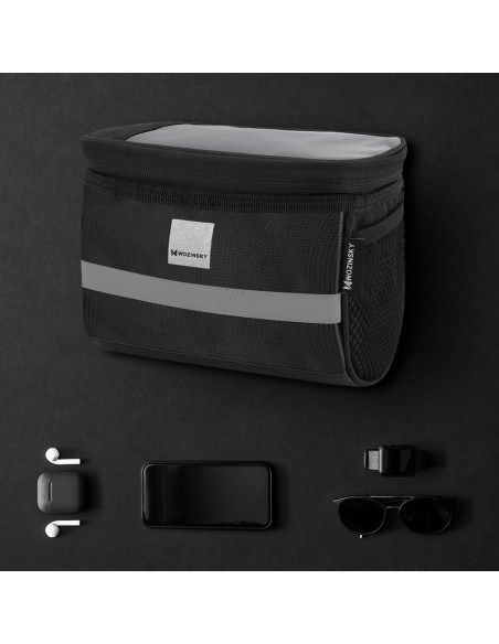 Dviračio vairo krepšys su telefono dėklu 2 l juodas